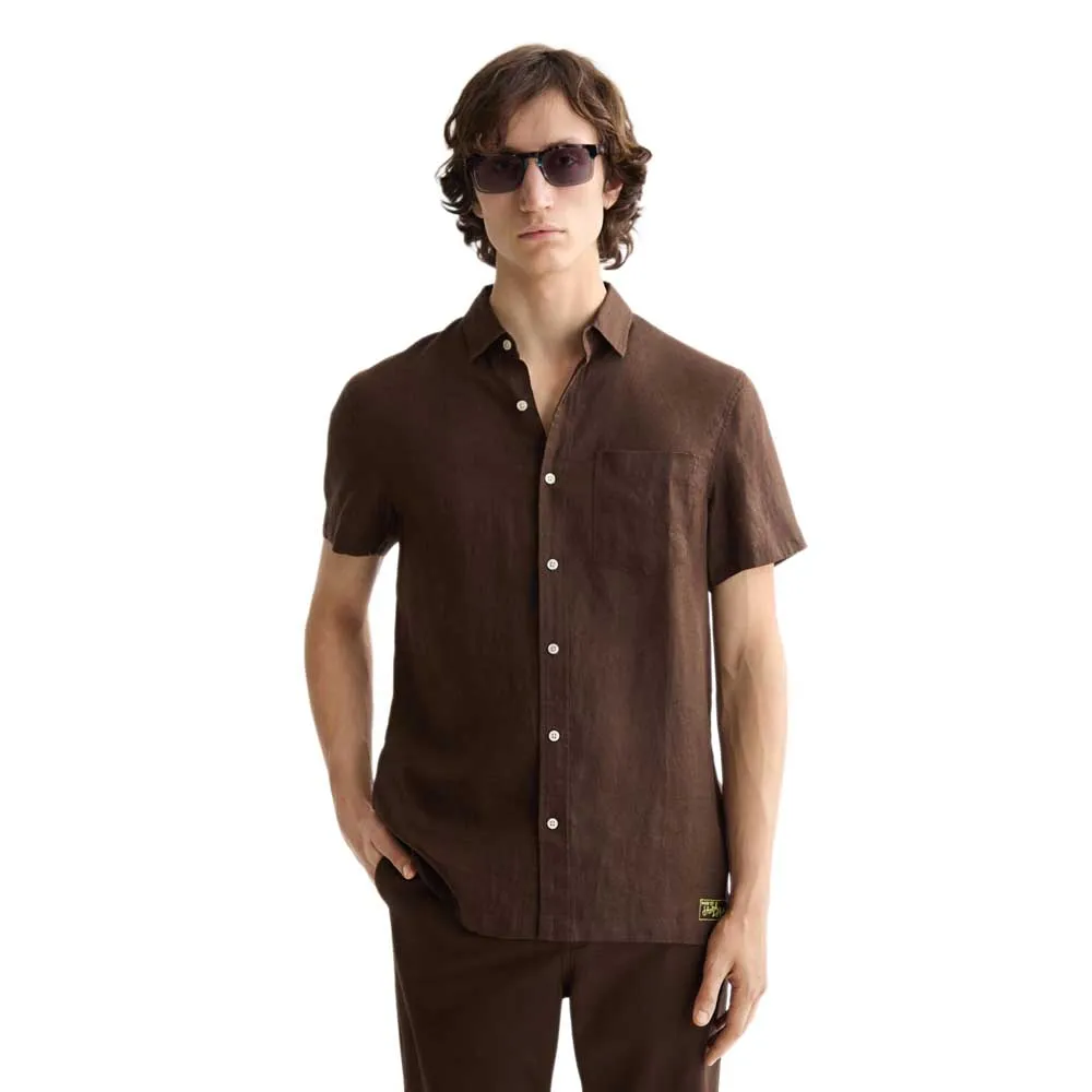 

Рубашка с коротким рукавом Scotch & Soda Regular Fit Linen, коричневый