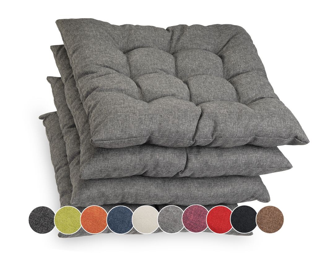

[T] Sunnypillow Набор из 4 подушек на стул с завязками 40 x 40 см. Удобная мягкая подушка толщиной 8 см. Подушка для стульев/скамек в доме и саду. Подушка для сиденья. Подушка для сиденья. Садовая подушка. На открытом воздухе/в помещении | Синий...
