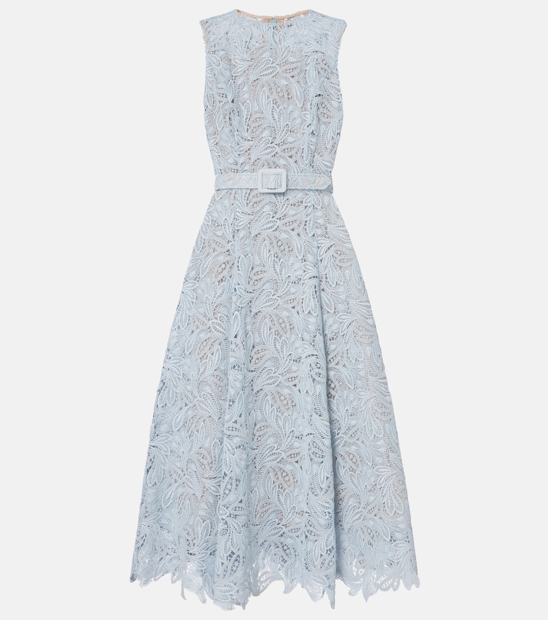 

Платье миди из цветочного кружева с поясом Oscar de la Renta, Blue Quartz