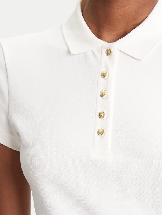 Рубашка поло облегающего кроя Gold Button WW0WW45768 Tommy Hilfiger, экрю — фото 4