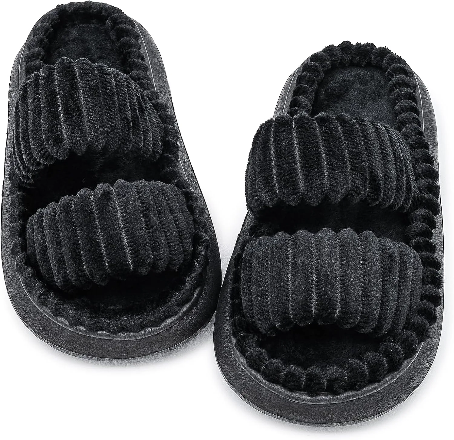 Тапочки ISZPLUSH из вельвета для женщин - домашние тапочки с эффектом облака, с ортопедической поддержкой свода стопы, подошва из противоскользящего ЭВА - для дома и улицы, для спальни, больницы, ухода, черный — фото 3