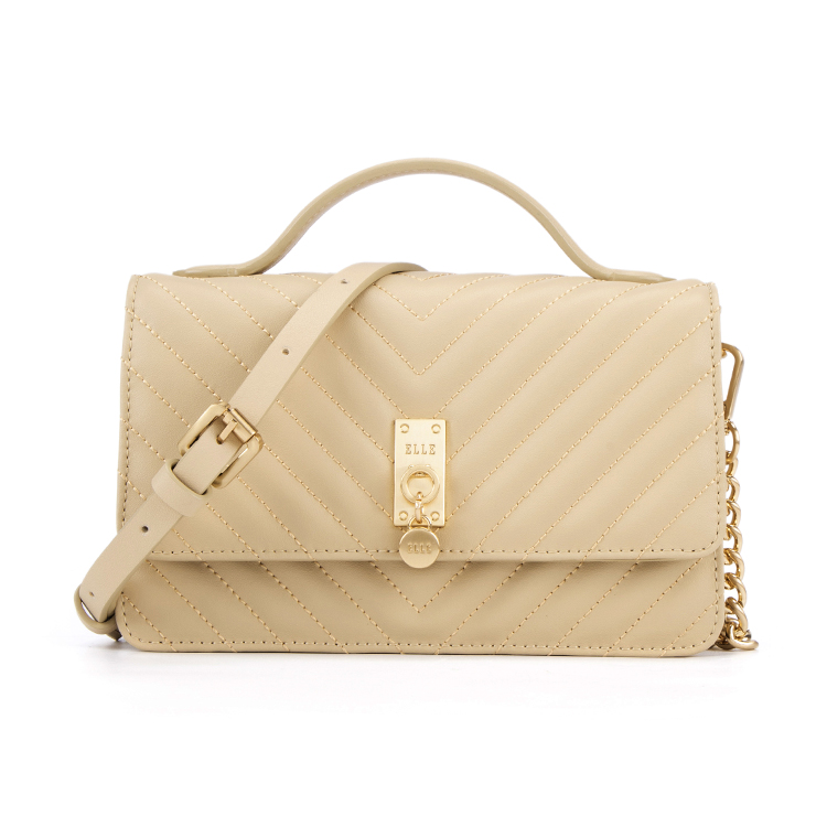 

ELLE Сумка женская маленькая на одно плечо из кожи с аппликацией из искусственной кожи Camel/Black