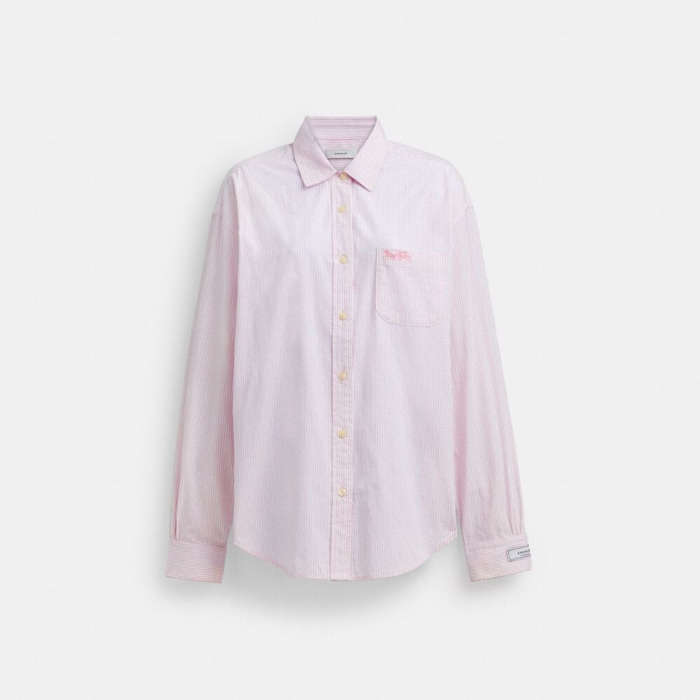 

Рубашка Coach Striped Button Down Shirt, цвет Pink/White