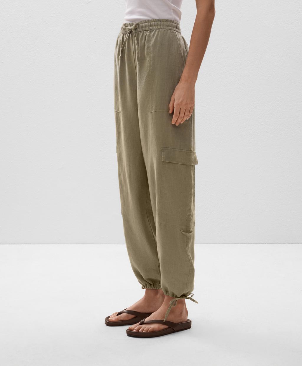 

Брюки-карго из 100% льна Oysho, цвет Washed Khaki