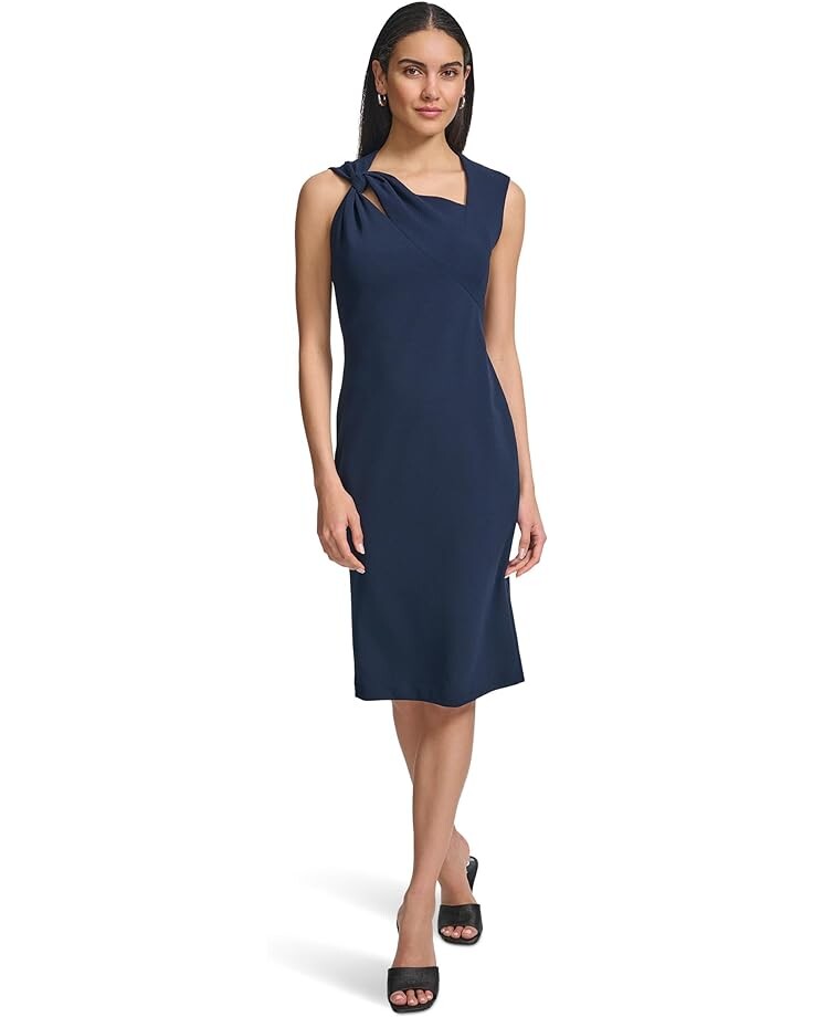 

Платье Calvin Klein Scuba Crepe Sleeve Knot Sheath, индиго