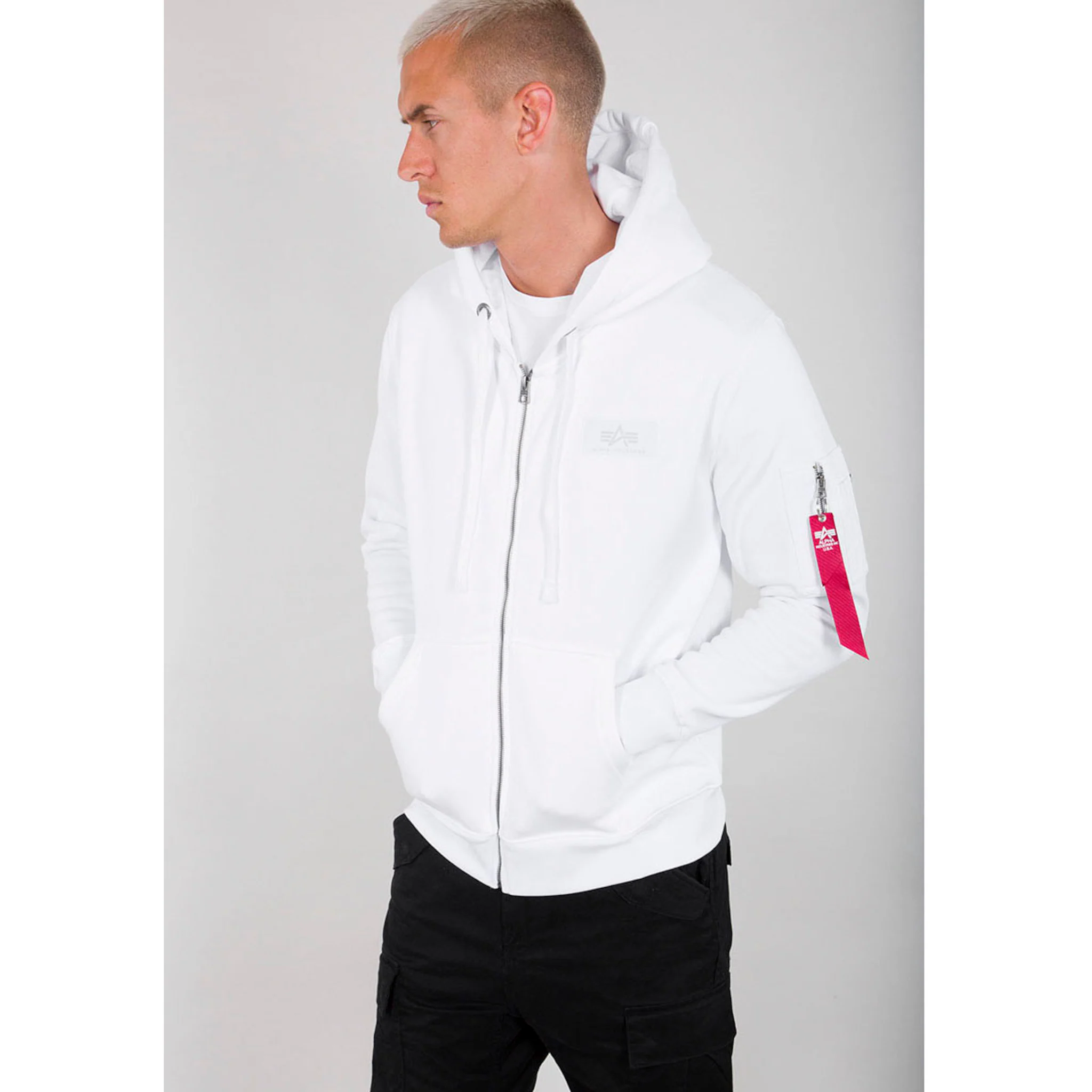 

Толстовка Alpha Industries с капюшоном "Back Print Zip Hoody", белый
