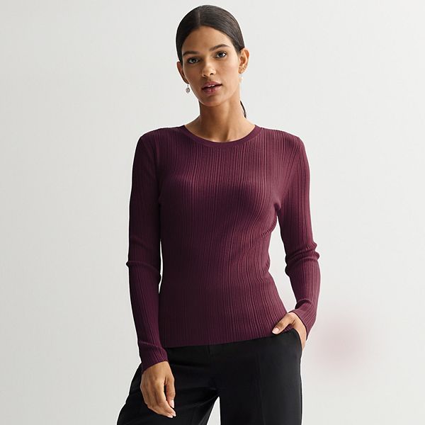 

Женский свитер с разноцветным рубчиком и круглым вырезом Nine West, Maddie Plum