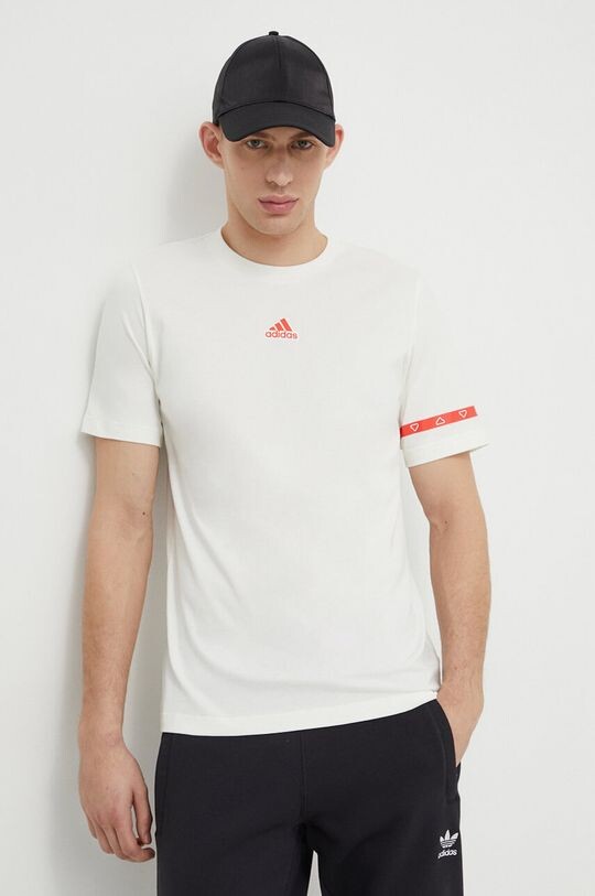 

Хлопковая футболка adidas, бежевый