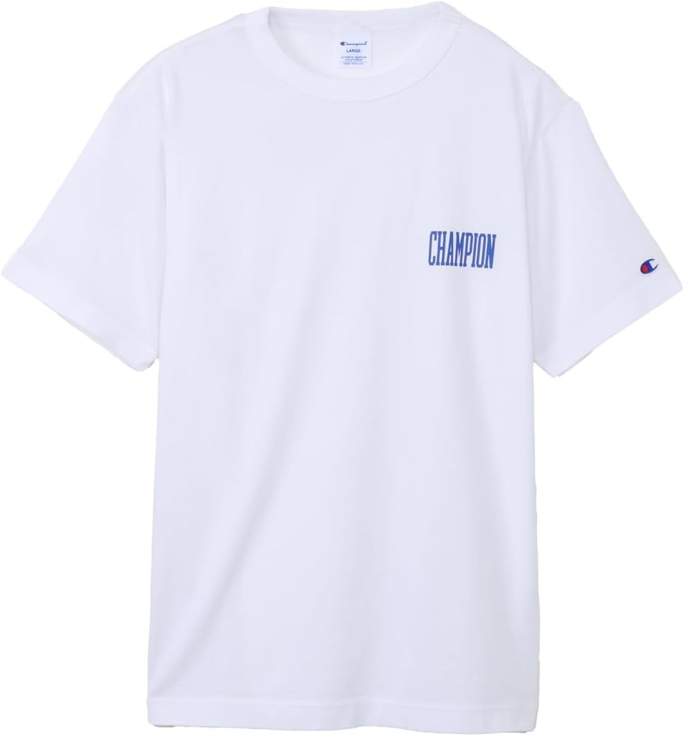 

Мужская футболка Champion с коротким рукавом и круглым вырезом, 100% хлопок, графический логотип, базовый размер C8-X319, белый/темно-синий