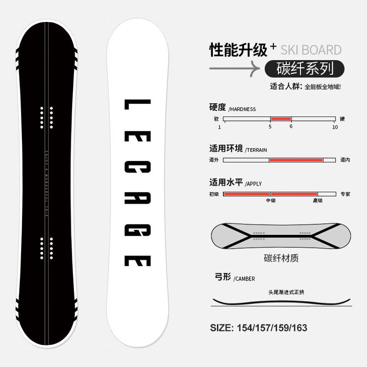 

HEAD LECAIGE Универсальный сноуборд с креплениями и ботинками, углеродное волокно, 154 см, черный