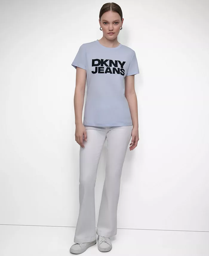 

Женская футболка с круглым вырезом и флокированным логотипом DKNY Jeans, синий