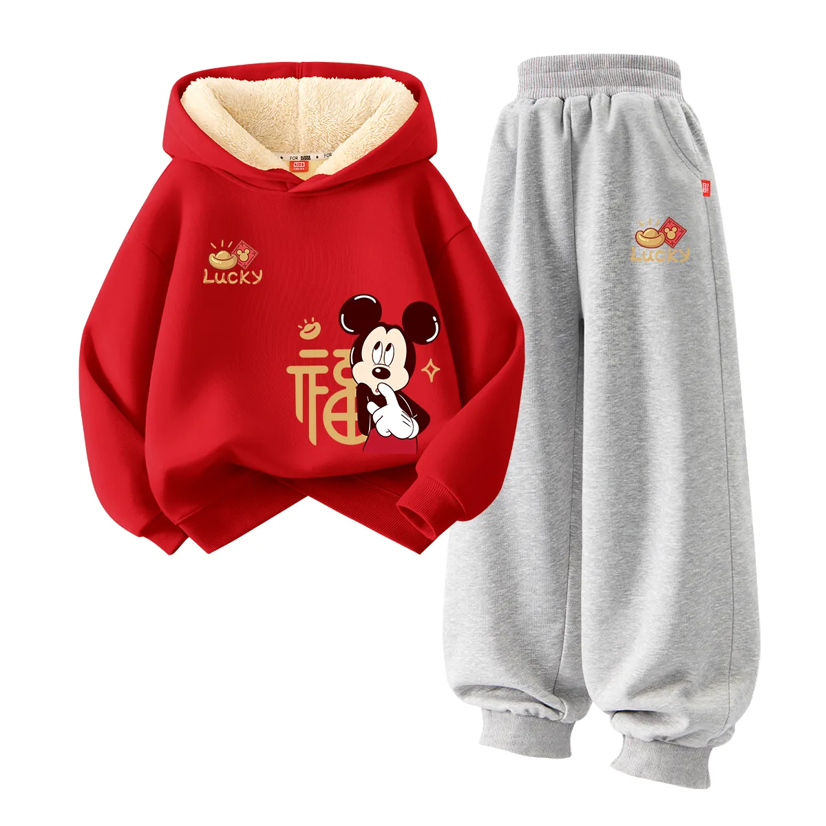 Детская повседневная худи с капюшоном Disney, [Thickened and Fleece-Lined]Daliyuan Coin K Red+Diyuan Coin K Gray