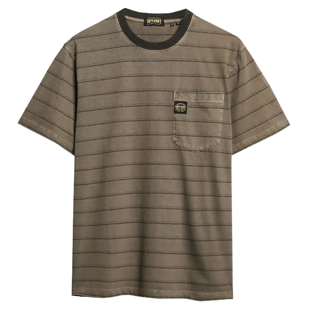 Футболка с коротким рукавом Superdry Textured Stripe Pocket, коричневый — фото 3