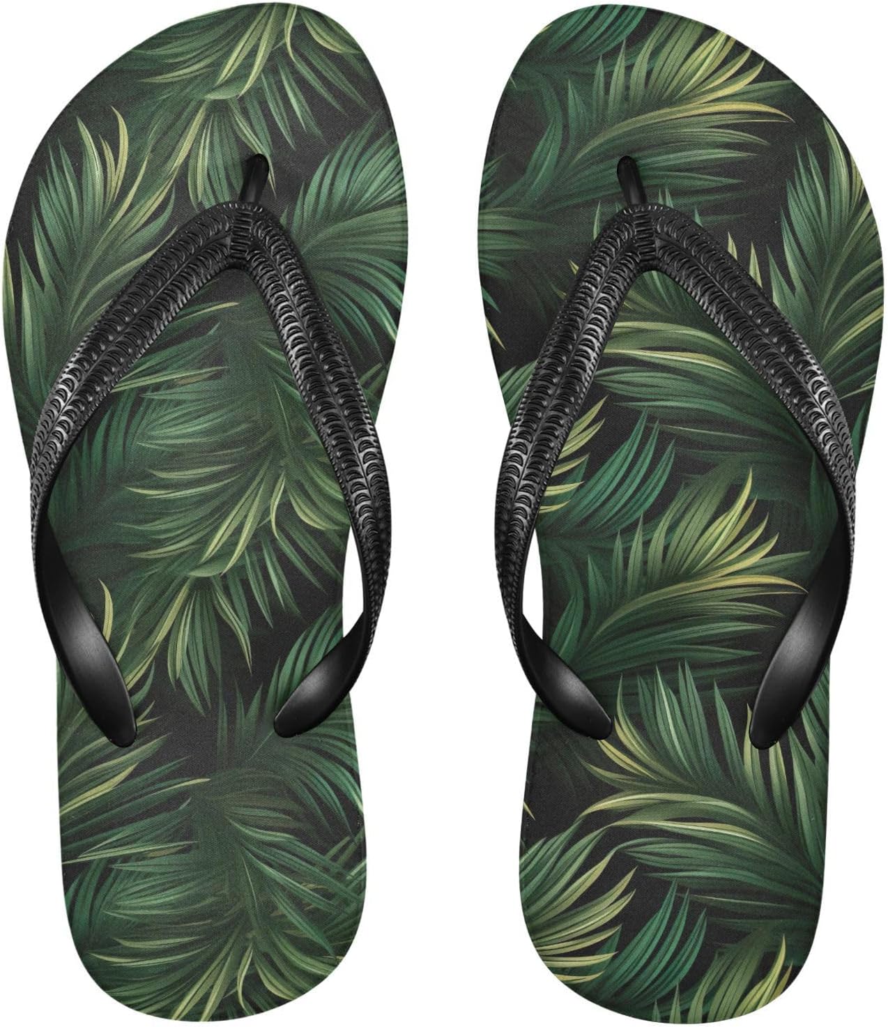 

Женские и мужские шлепанцы SPRIPORT с акварельным растительным рисунком, черные листья, удобные повседневные вьетнамки с амортизирующей стелькой и нескользящей резиновой подошвой, для летнего использования в ванной, душе, прогулок и пляжа