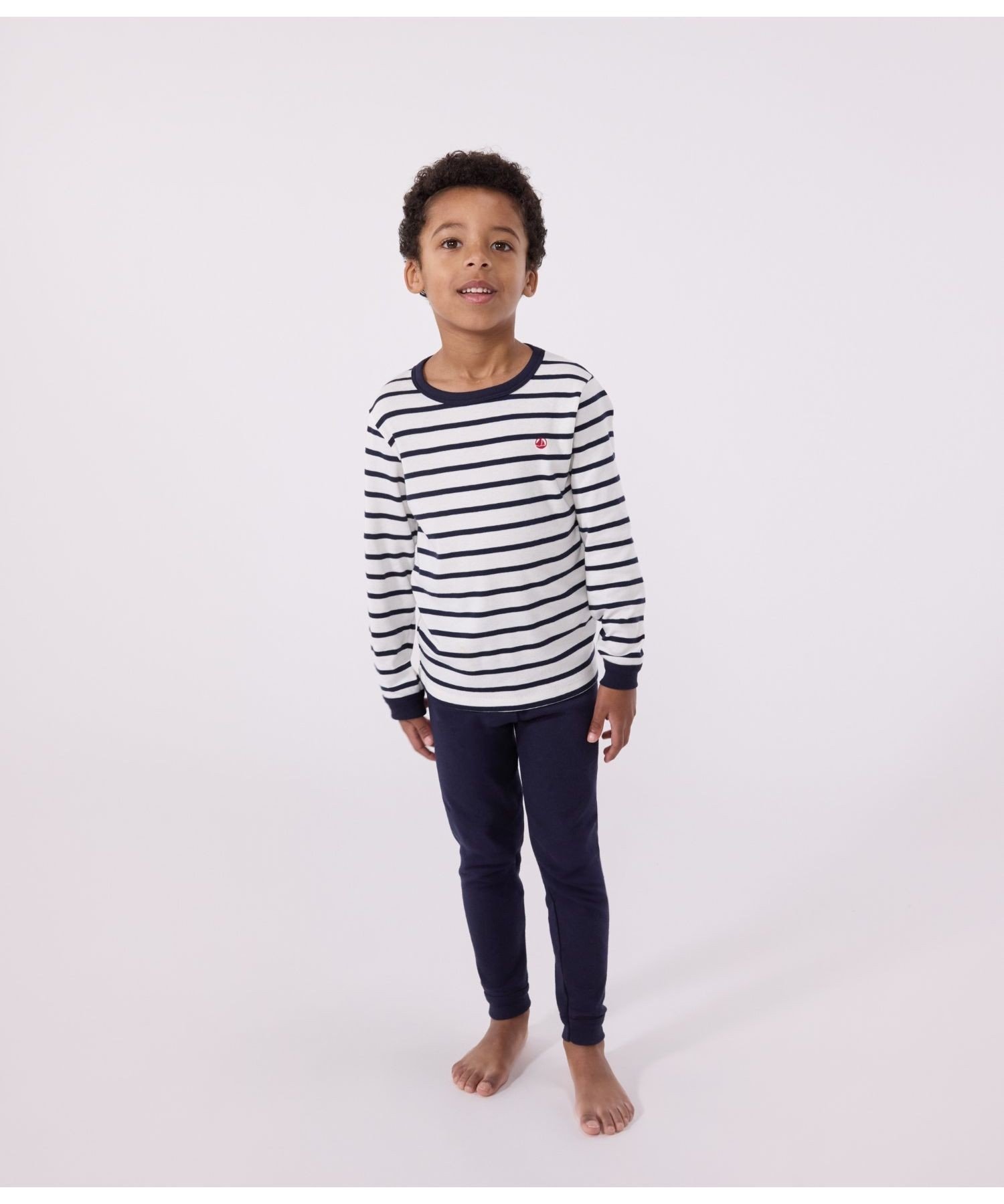 Пижама Marinière с длинными рукавами Petit Bateau, Off-white / Dark navy