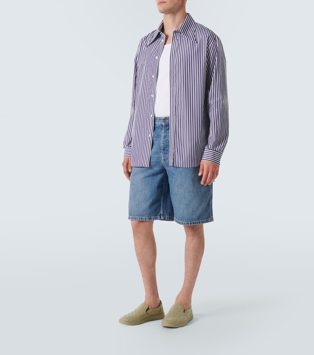Кроссовки Sawyer из кожи Intrecciato Bottega Veneta, Travertine — фото 2
