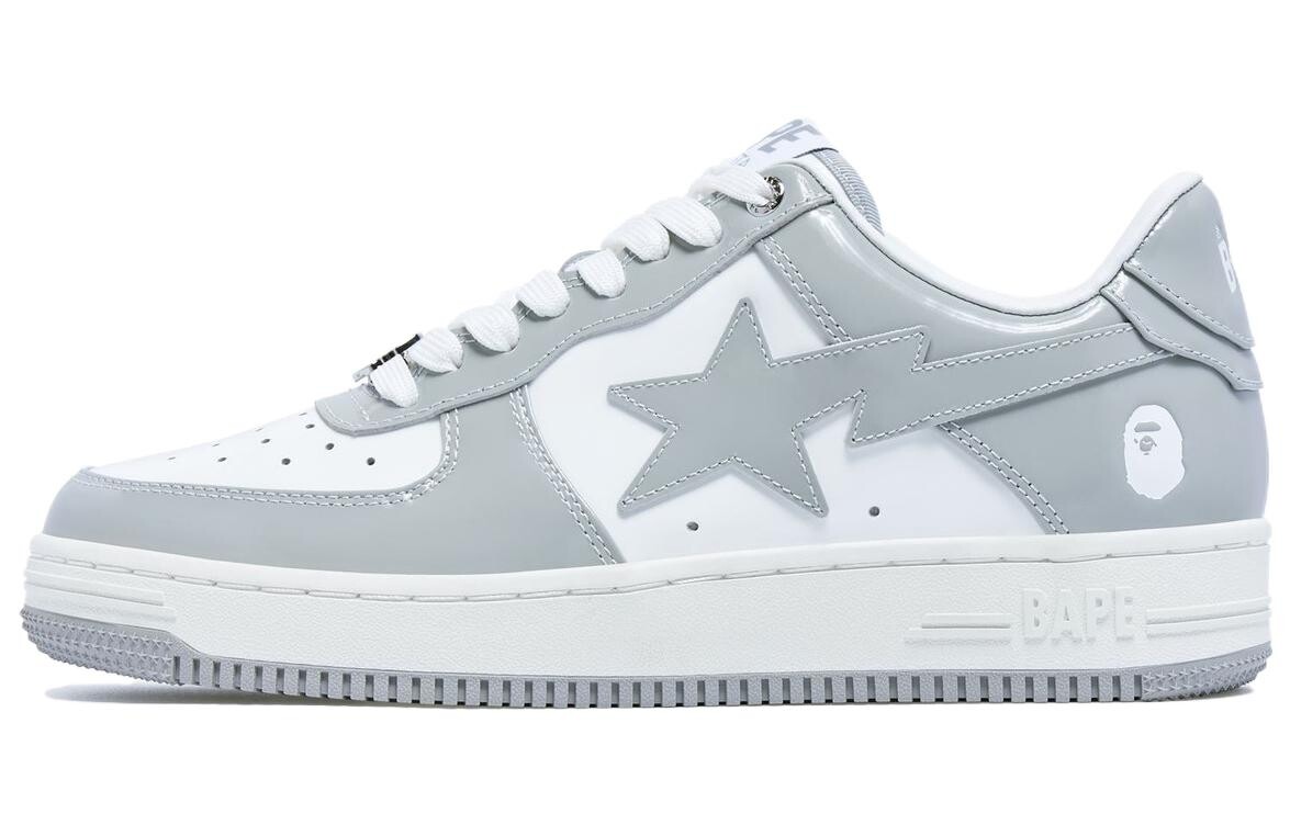 Bape Sta Лакированная Кожа Белый Серый 2023 A Bathing Ape