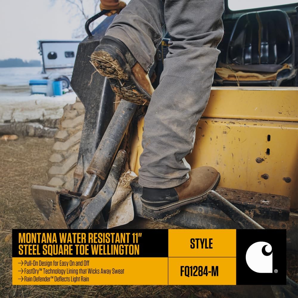 Carhartt мужские промышленные ботинки Montana Steel Square Toe Wellington 11" с водонепроницаемым эффектом и без шнуровки, Brown/Brown - 7 M — фото 4