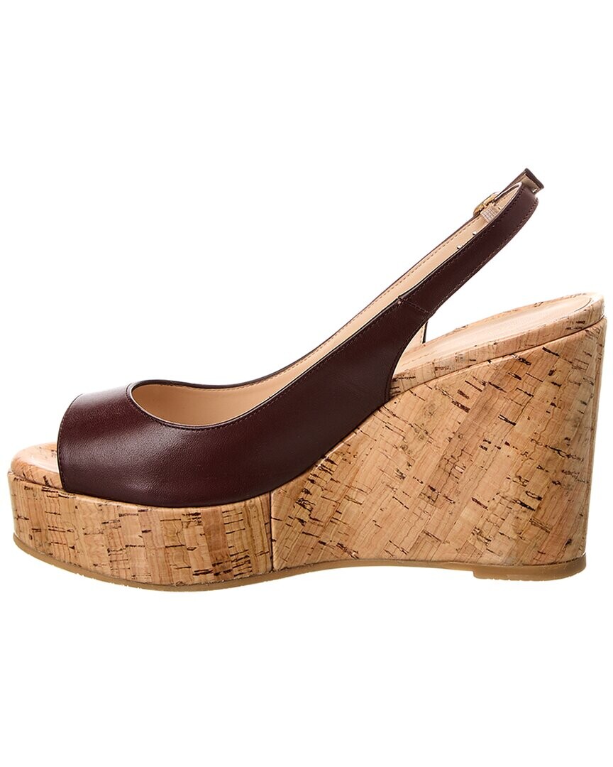 

Кожаные босоножки на танкетке с пяткой Stuart Weitzman Riveria, коричневый
