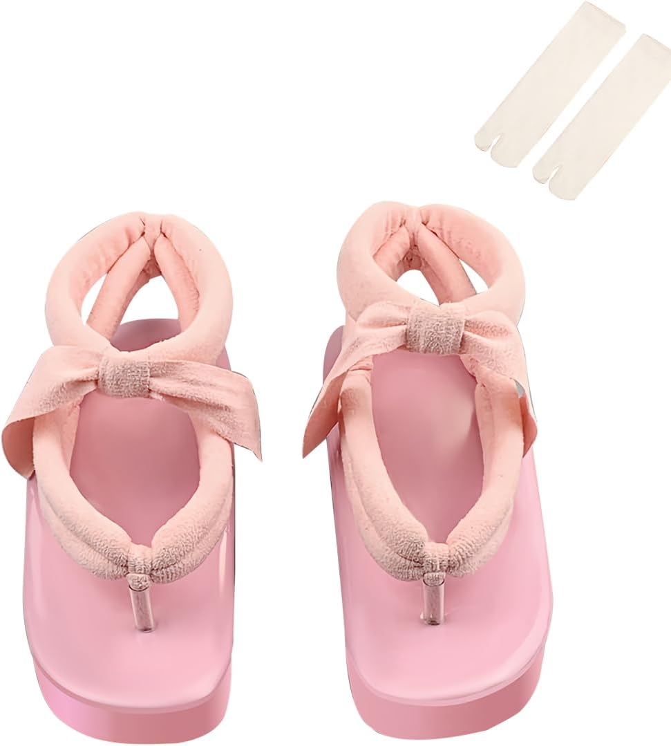 

Косплей обувь Токисаки Мицури, тапочки Танджиро и Нэдзуко, деревянные сандалии гета, шлепанцы с носками, Хэллоуин для женщин и мужчин Tokisaki, розовый