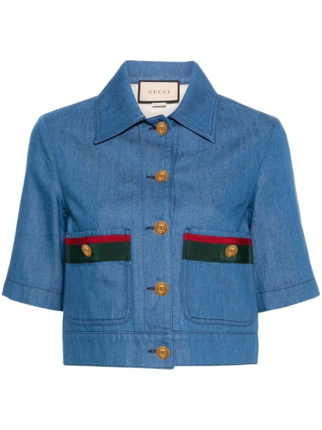 

Gucci джинсовая рубашка с отделкой Web, синий