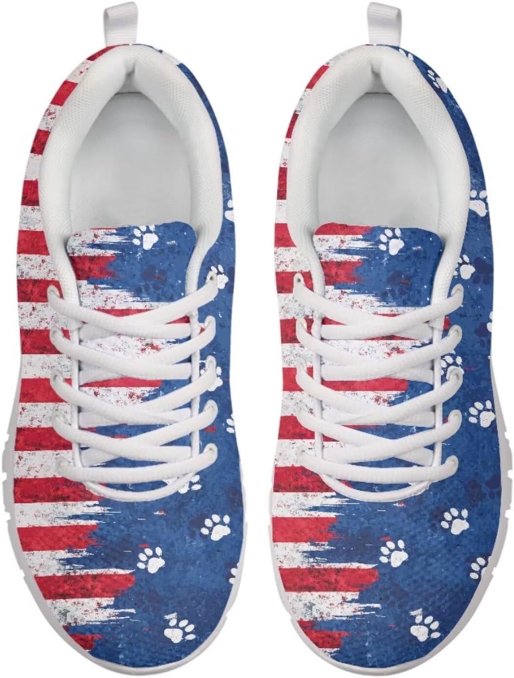 

Кроссовки Belidome для ходьбы и бега для женщин и мужчин, легкие, дышащие, с противоскользящей подошвой для повседневной носки и тренировок, Usa Flag Dog Paws