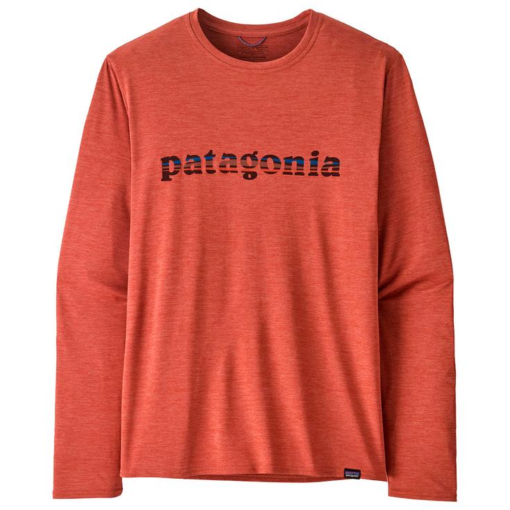 

Футболка для походов, размер M, размер L/S, Capilene, классная, ежедневная, графика 73, текст, логотип, цвет: красный x Dye - S Patagonia