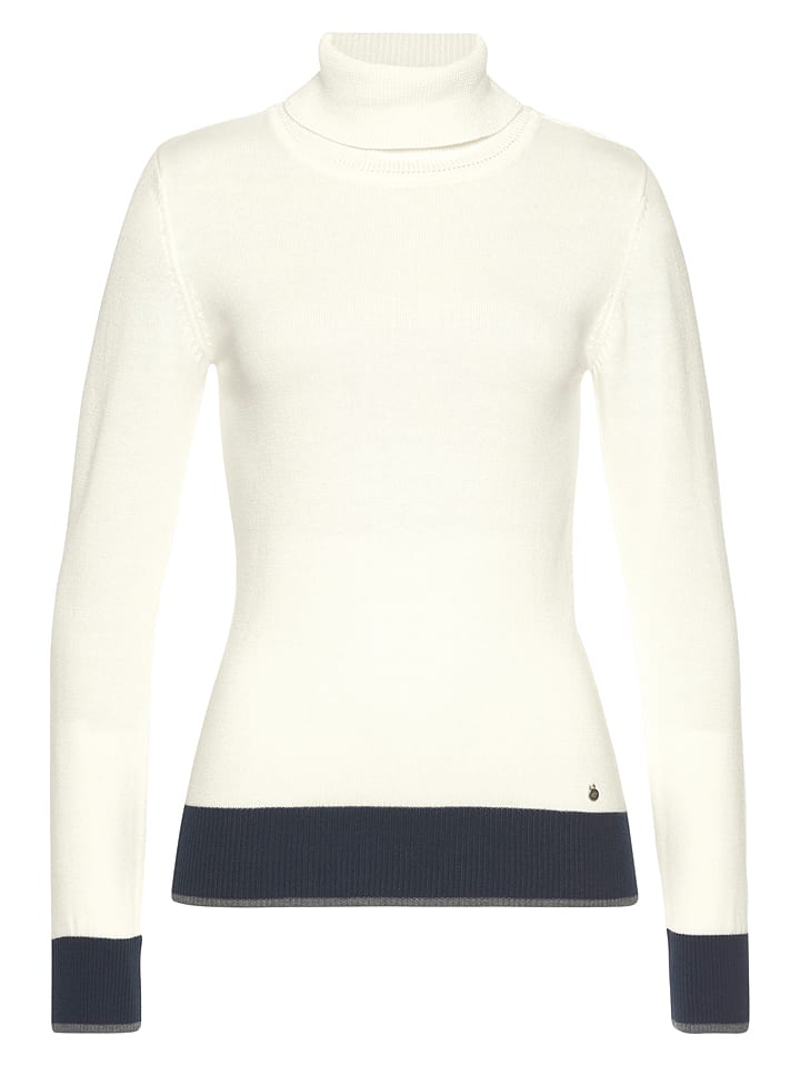 

AJC Бело-темно-синий свитер с высоким воротником