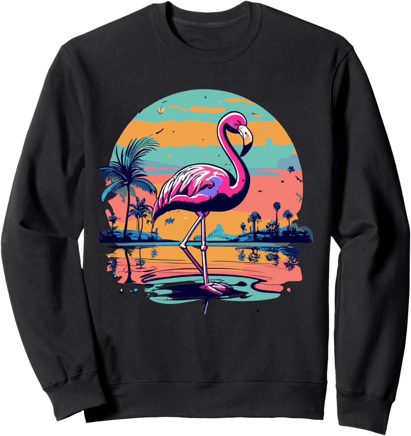 

Ретро-толстовка с тропическим рисунком фламинго Flamingo Retro Sunset Co., черный