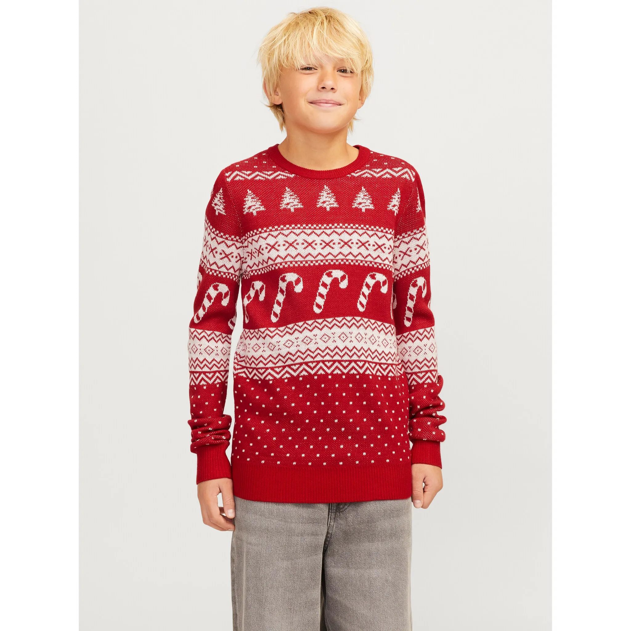 

Джемпер с круглым вырезом для детей Jack & Jones «JJXMAS GABRIEL KNIT CREW NECK JNR» с рождественским узором Jack & Jones Junior, цвет Scarlet Sage