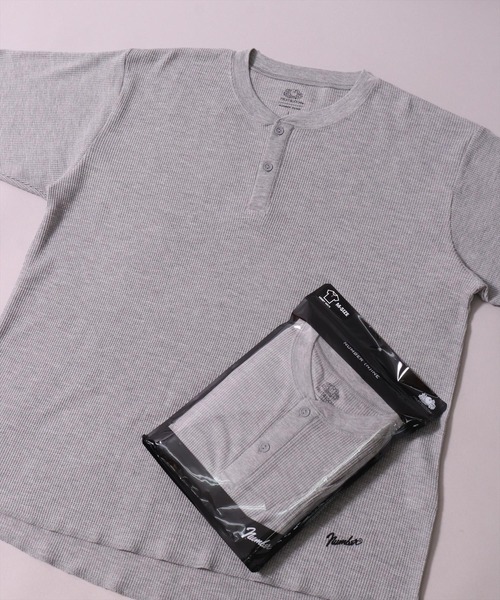 

Футболка с вафельным круглым низом и воротником-хенли FRUIT OF THE LOOM