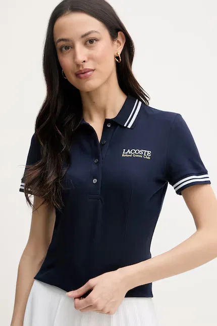 Поло Lacoste Эластичное Хлопковое, Синее — фото 4