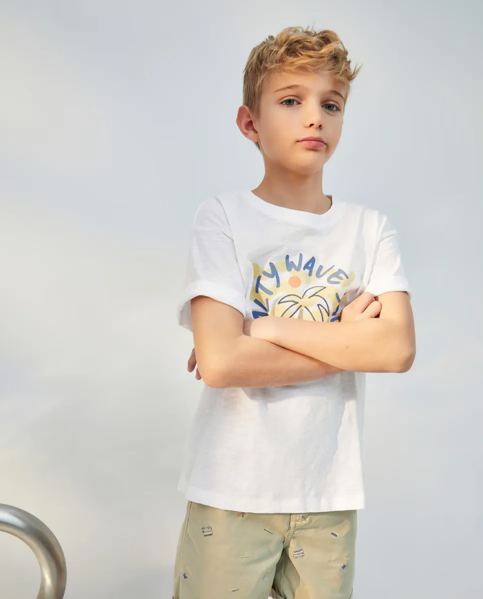 

Футболка для мальчика с короткими рукавами и принтом Kids El Corte Inglés, белый