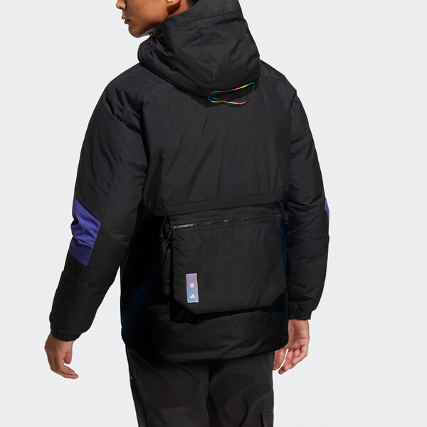 Пуховик Adidas Outdoor Sports Hooded Down Jacket 'Royal Blue', черный — фото 3