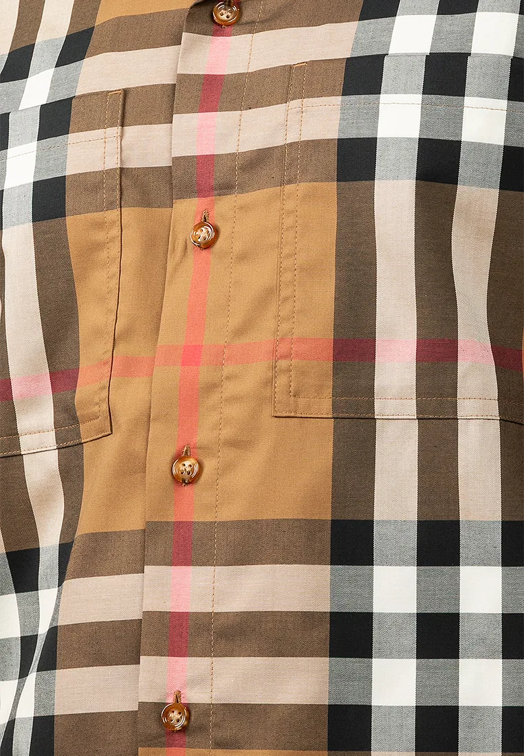 Рубашка Elio Burberry с коротким рукавом, клетчатая, коричневый — фото 3
