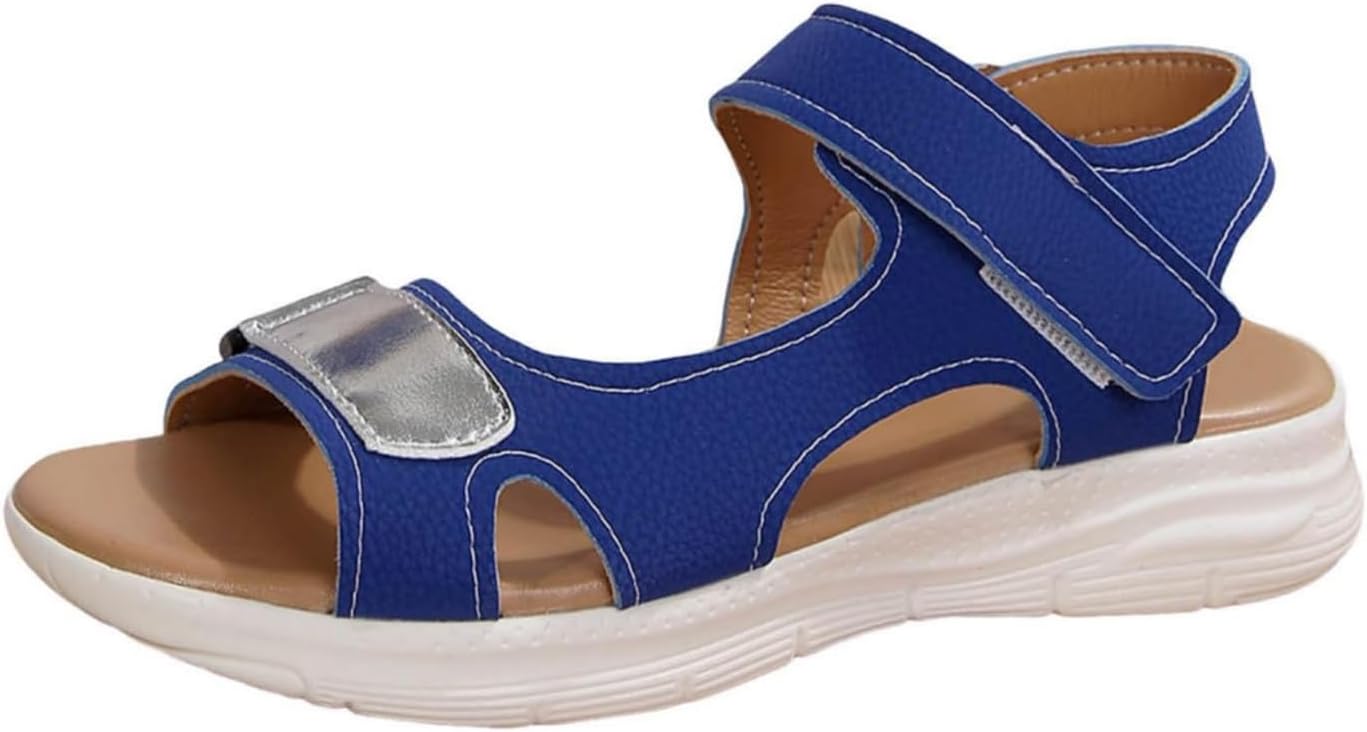 

Ортопедические сандалии ZWRXW для женщин с мягкой амортизирующей подошвой, удобной поддержкой свода стопы, регулируемым ремешком, платформой и танкеткой, летние сандалии для активного отдыха и путешествий, синий