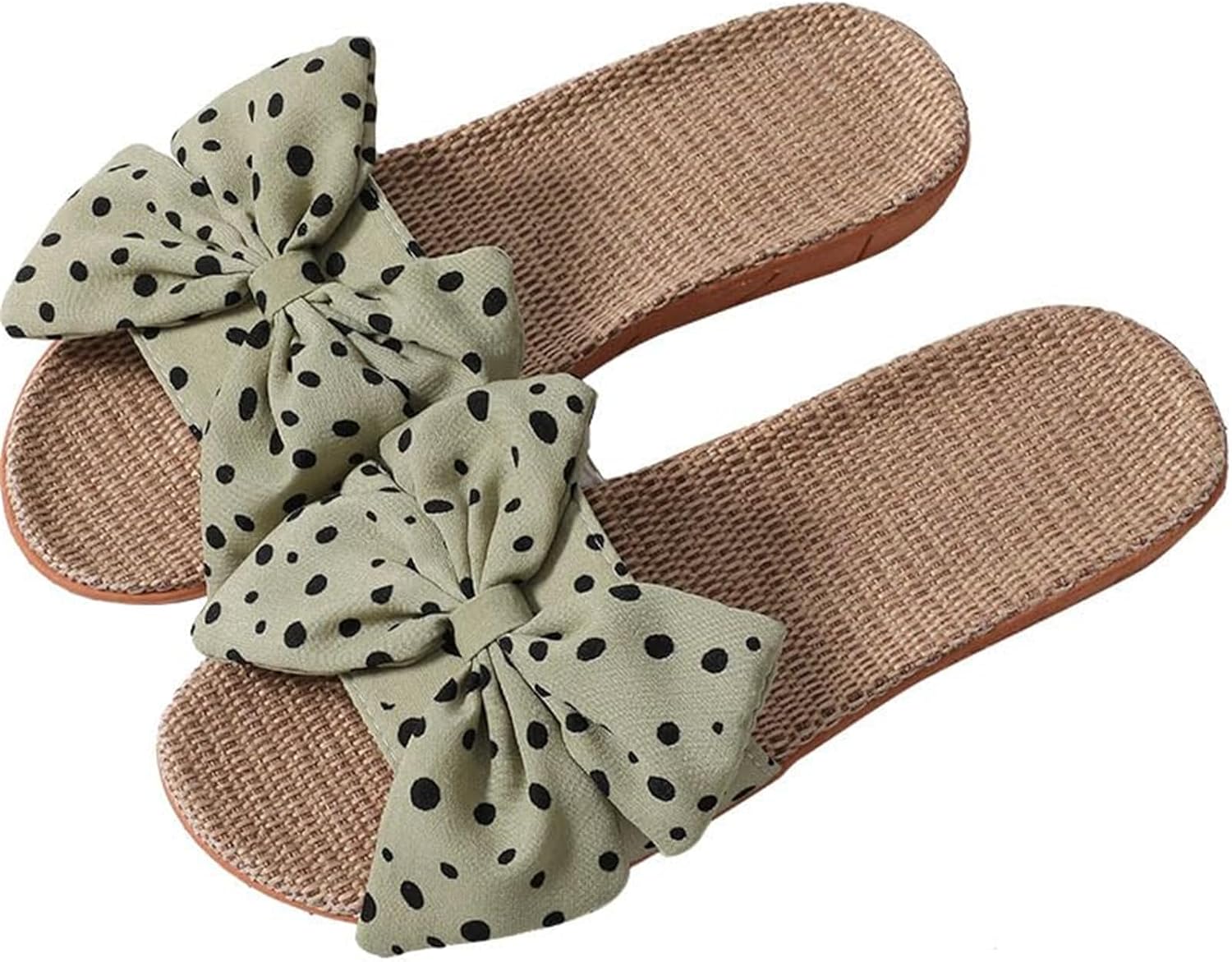 

Женские сандалии с плоским носком и бантом, дышащие летние домашние тапочки, повседневные сандалии с открытым носком, без задника, противоскользящие, уютные домашние тапочки, удобные пляжные слайды Generic, зеленый