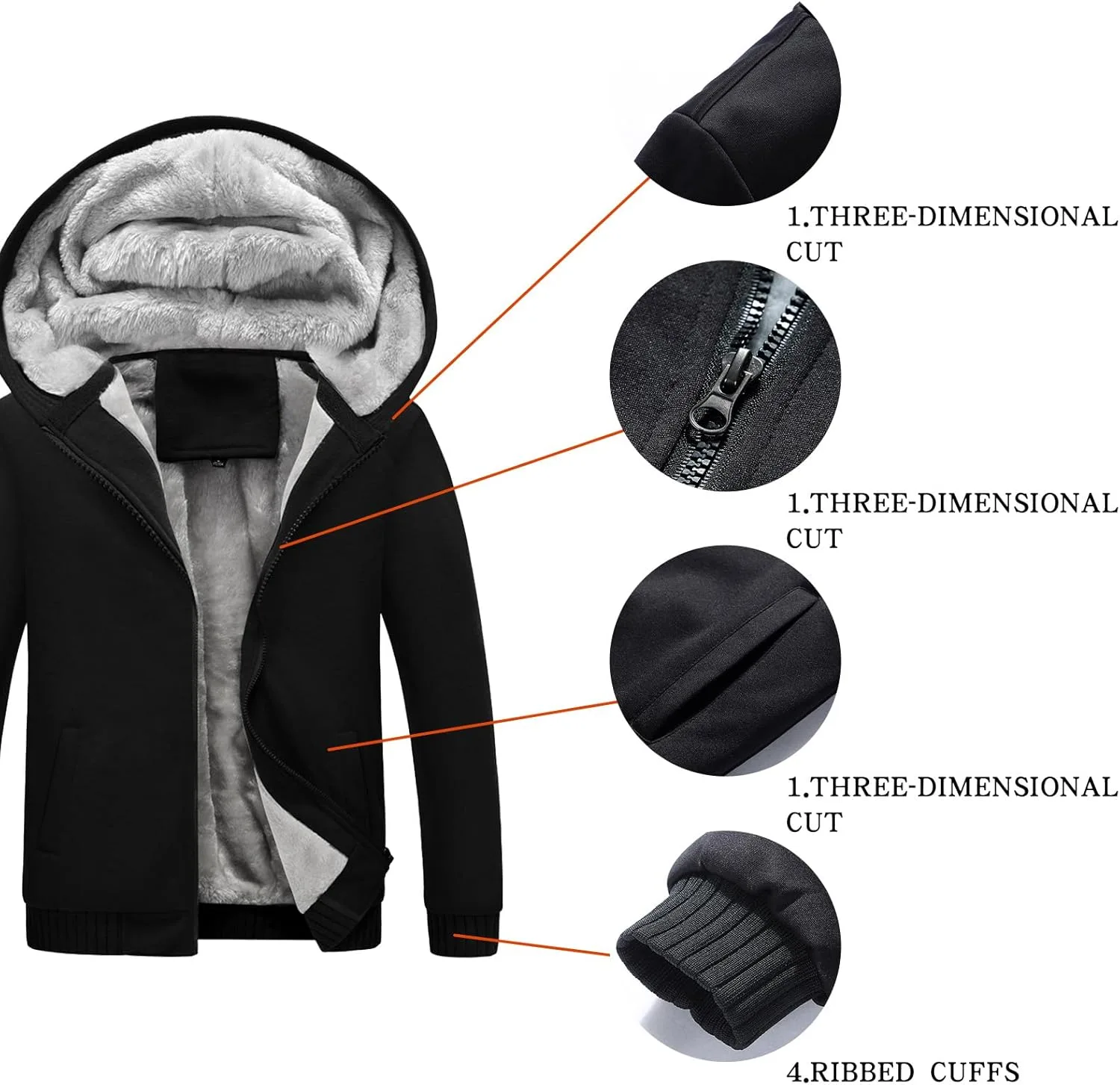 Худи для мужчин Heavyweight Fleece с полной застёжкой-молнией — фото 3