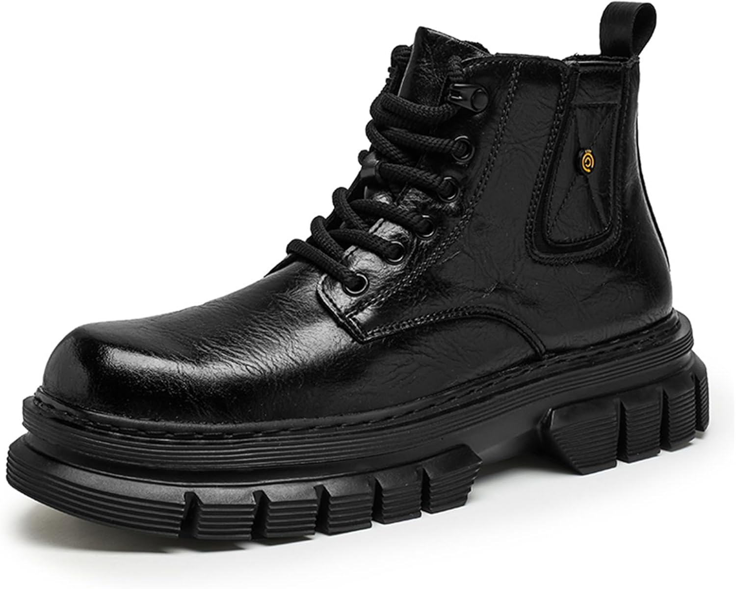 

Мужские туфли-оксфорды на шнуровке из натуральной кожи с платформой, толстой ребристой подошвой, ручной строчкой Tixewsjh, черный