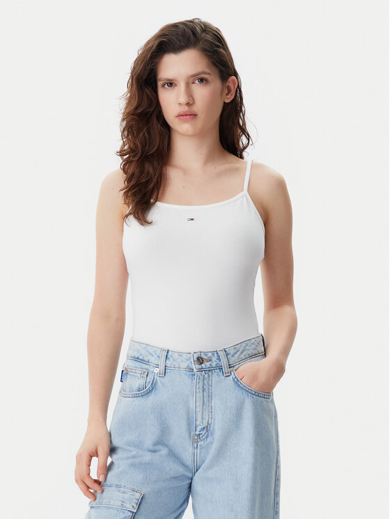 

Топ облегающего кроя Essential DW0DW20675 Tommy Jeans, экрю
