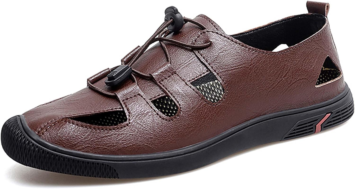 

Мужские спортивные сандалии модные летние с вырезами, повседневные для прогулок, пляжные сандалии-рыбаки, нескользящие и удобные для ходьбы Generic, коричневый