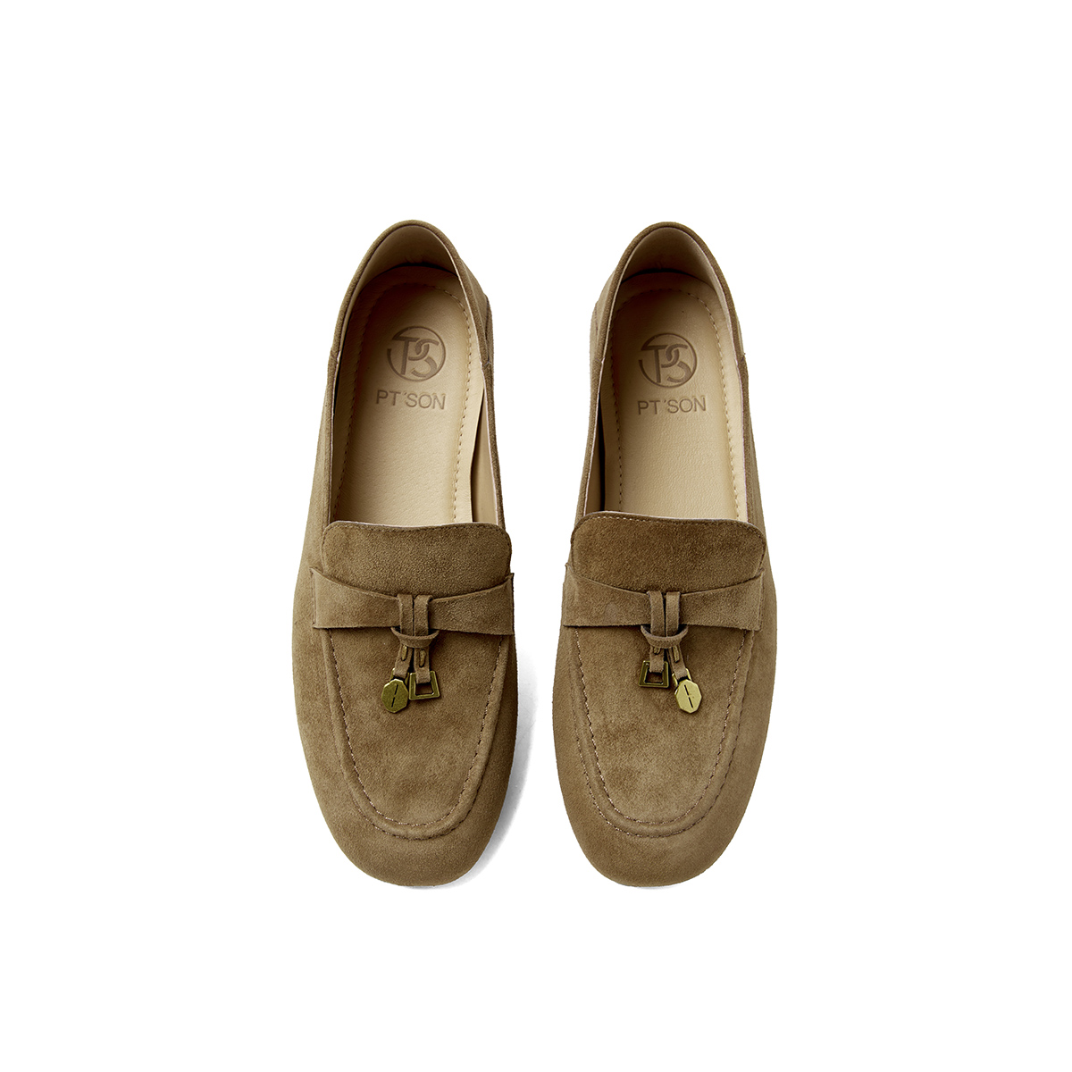 PT'SON Женские лоферы песочного цвета из овечьей кожи, цвет Sand Brown Sheepskin Leather — фото 4