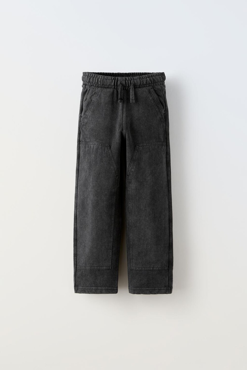 

Прямые брюки с эффектом потертости ZARA, черный