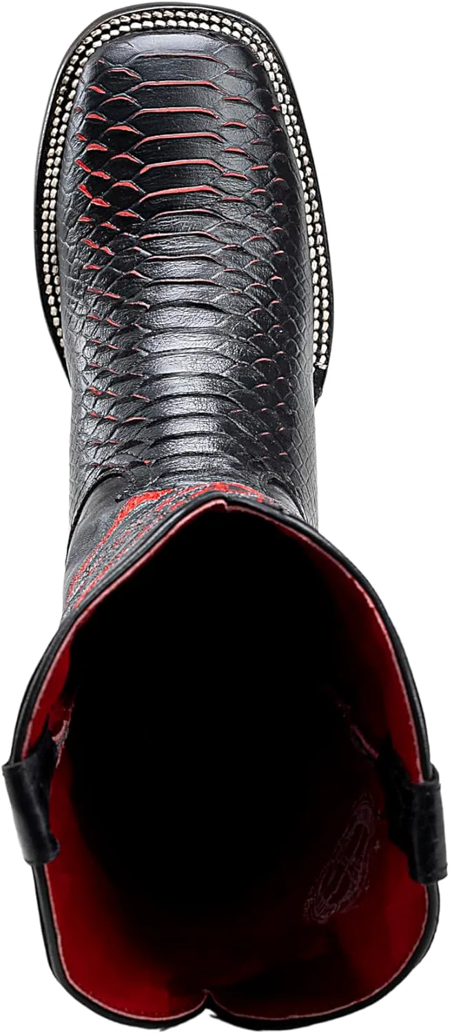 Мужские западные сапоги Joe Boots с экзотическим рисунком из питоновой кожи: ковбойские сапоги с квадратным носком, родео, двухцветные Joe Exclusive, красный — фото 4