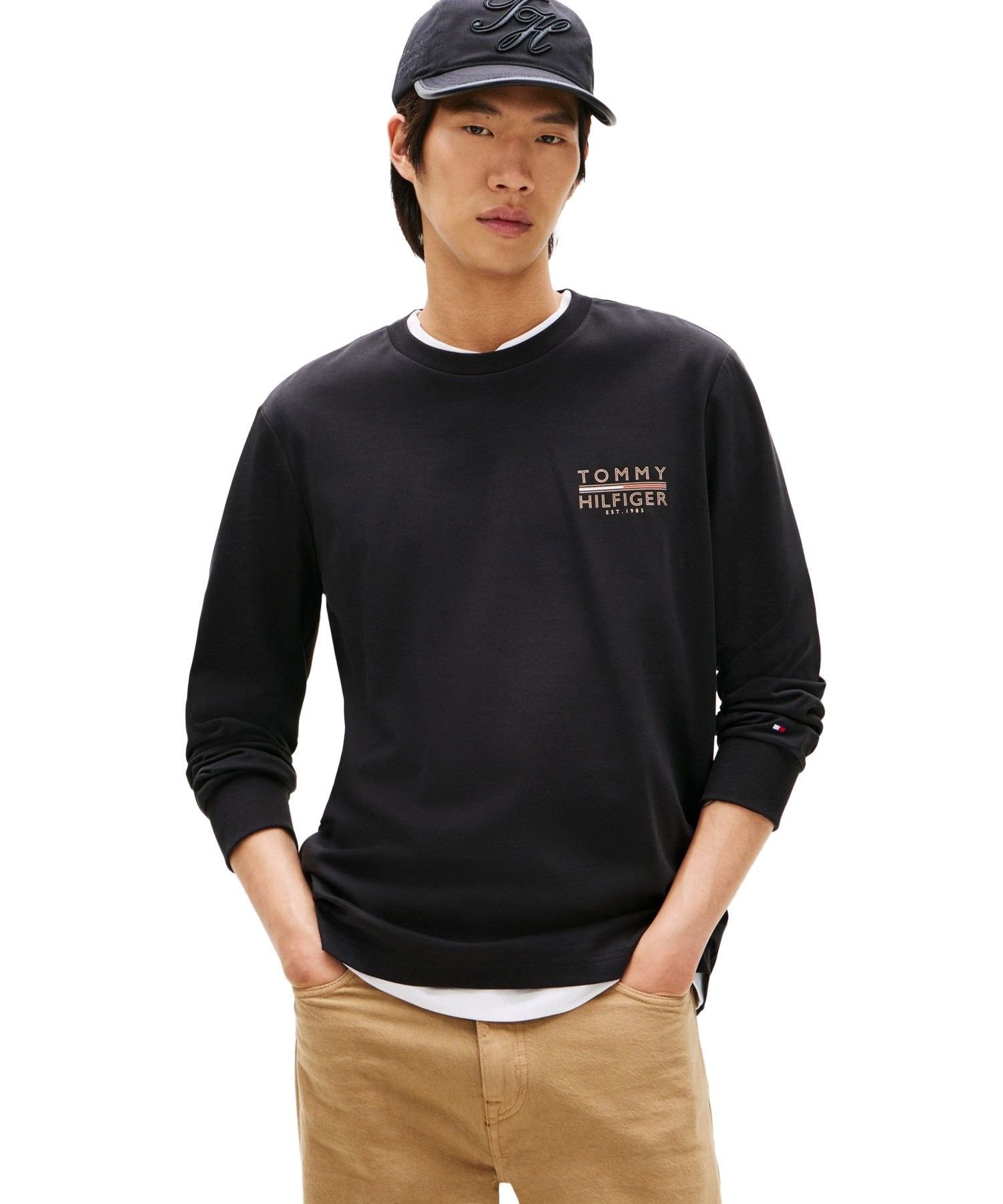 Футболка с длинным рукавом Icon Interlock TOMMY HILFIGER, Black BDS