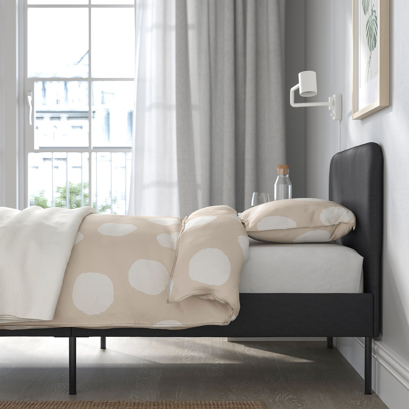 Каркас кровати с мягкой обивкой, виссель темно-серый, 120x200 см IKEA Slattum — фото 3
