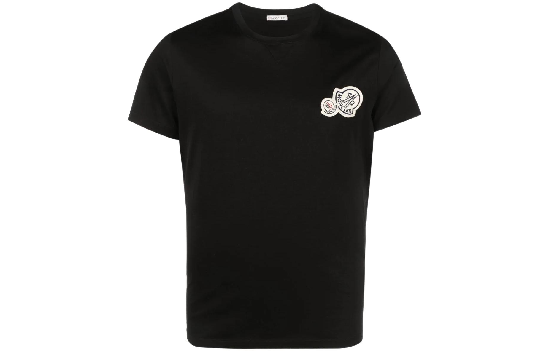 

Футболка с нашивкой-логотипом из хлопка Moncler, черный