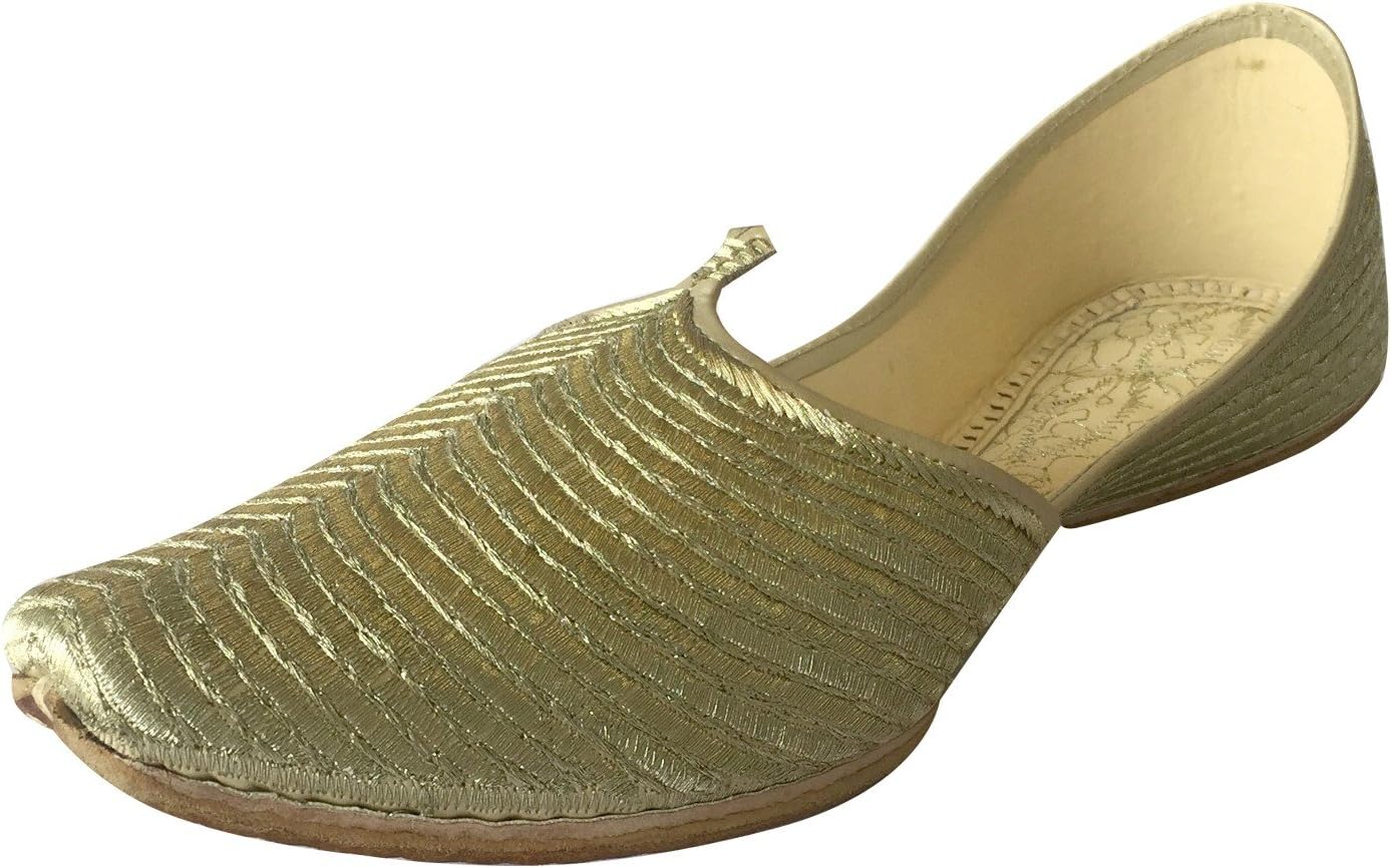 

Мужские туфли Хусса Джутти Этнические Шервани Свадебные Ручной Работы Племенные Индийские Туфли Step n Style, золотой