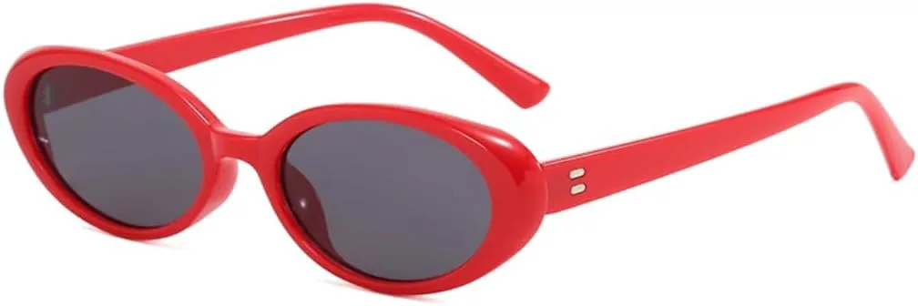 

Модные маленькие овальные солнцезащитные очки для женщин и мужчин с заклепками, в стиле ретро, ​​роскошные, с защитой от УФ-излучения UV400 UATXTAU, Red