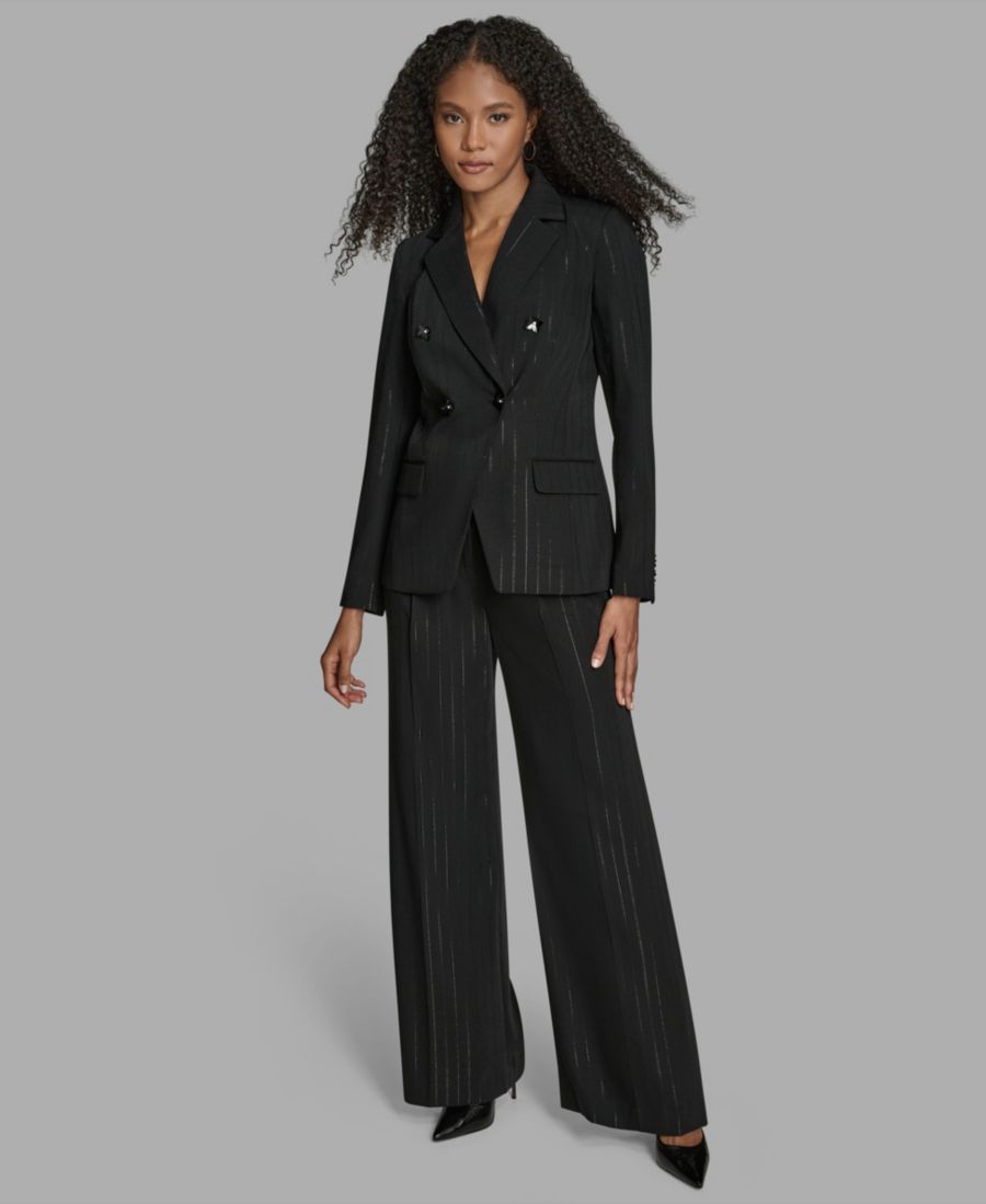 

Женский двубортный жакет в тонкую полоску BCBG, Black Multi